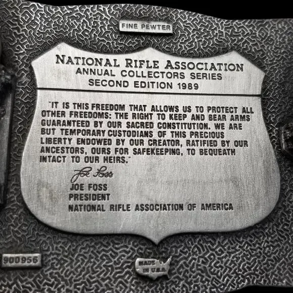 NRA Belt Buckle National Rifle Association Presidents Second Edition 1989 Pewter